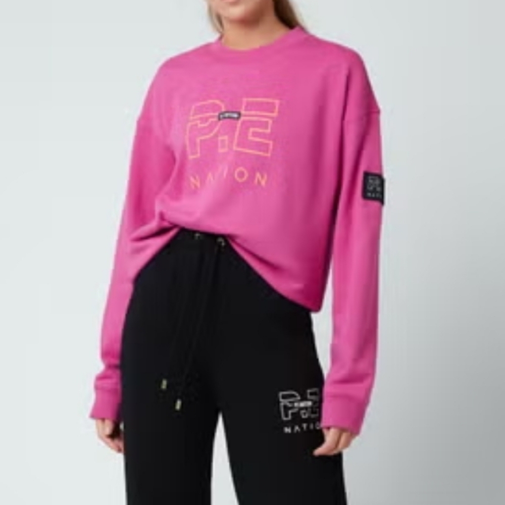 P.E. Nation Heads Up Sweatshirt Baseline Collection Pink Size M